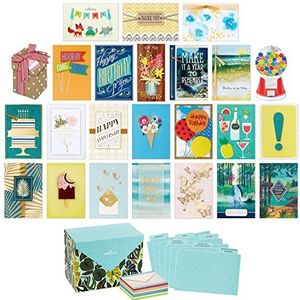 Hallmark Set van 24 handgemaakte geassorteerde wenskaarten in doos, modern groen - verjaardagskaarten, babyborrelkaarten, trouwkaarten, sympathiekaarten, denk aan je kaarten, bedankkaarten