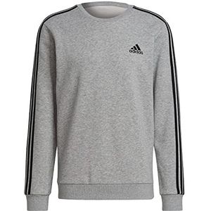 adidas Essentials Fleece Sweatshirt met lange mouwen, Medium Grey Heather/Black, S