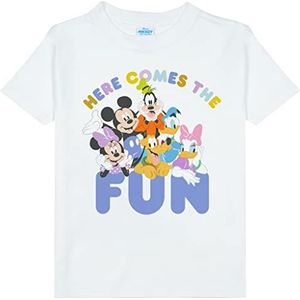 Disney Mickey und Freunde Here Comes The Fun T-shirt, Meisjes, 80-110, Weiß, Officiële Koopwaar