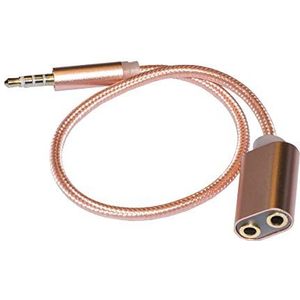 Audio-uitdrukker 3,5 mm jack mannelijk op 2 vrouwelijk 35 cm vlechtslang kleur roze