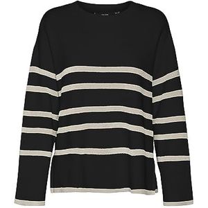 VERO MODA Dames Vmsaba Ls O-Neck Stripe Ga Noos Pullover, zwart/strepen: w berk, S