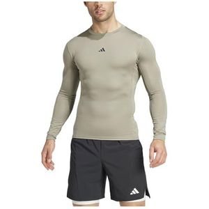 adidas Heren TECHFIT COMPRESSION TRAINING LONGSLEEVE TEE, silver pebble, L