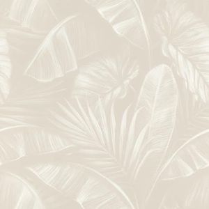 Rasch home style behang 286595 - beige papierbehang met grote palmbladeren in wit; jungle behang - 10,05 m x 0,53 m