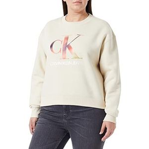 Calvin Klein Jeans Dames Satijn Bonded Blurred Ck Crewneck Sweater, Moslim, XL