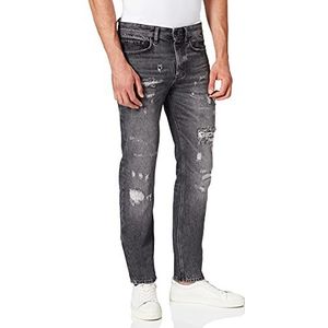 BOSS Heren Taber BC Tapered-Fit jeans van zwart denim in used look
