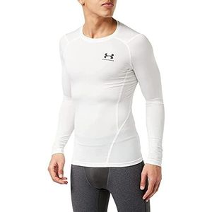 Under Armour HeatGear Compressie T-shirt met lange mouwen voor heren, Wit (100) /Zwart, M