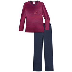 Schiesser Meisjespak lange tweedelige pyjama, rood (donkerrood 507), 176 cm