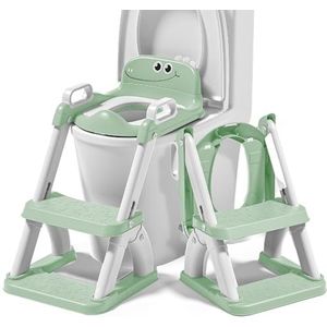 Toilettrainer - Kinder WC-bril met Ladder - Opvouwbare Toiletverkleiner met Antislip en Handgrepen