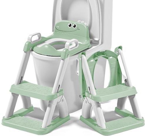 Toilettrainer - Kinder WC-bril met Ladder - Opvouwbare Toiletverkleiner met Antislip en Handgrepen