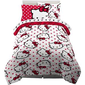 Franco Dekbed en lakenset, microvezel, Red-Hello Kitty, 5-delig Twin Size