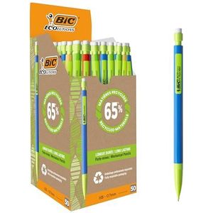 BIC Matic EcoLutions vulpotloden - Doos van 50 stuks met verschillende vatkleuren - 0,7 mm HB-vriendelijke potloden met resistente stiften, zwart