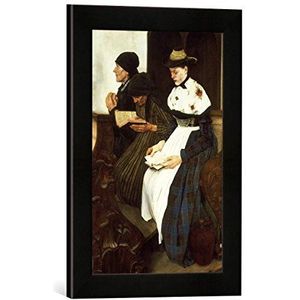 Ingelijste foto van Wilhelm Maria Hubertus Leibl ""De drie vrouwen in de kerk"", kunstdruk in hoogwaardige handgemaakte fotolijst, 30x40 cm, zwart mat