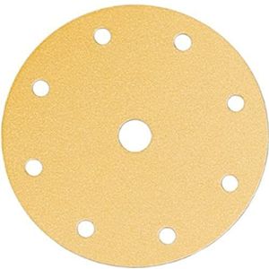 Mirka Gold Universeel Schuurpapier Ø 150mm Klittenband 9-gaats, korrel P240, 100 st / Voor het schuren van gips, plamuur, spaanplaat, hout, lak