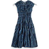 Scotch & Soda - House Of Mirrors Blue 427 - Midi-jurk - V-hals - Mouwloos