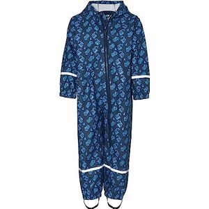 Playshoes Regenbroek voor jongens, overall, bouwplaats, allover regenbroek, blauw (marine 11), 92 cm