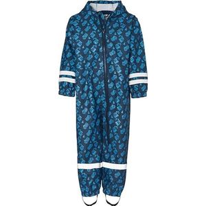 Playshoes Regenbroek voor jongens, overall, bouwplaats, allover regenbroek, blauw (marine 11), 86 cm