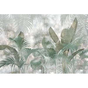 Komar Fleece Muurafbeelding - Paillettes Tropicales - Grootte 368 x 248 cm - Behang, tropen, planten, Design, Woonkamer, Slaapkamer