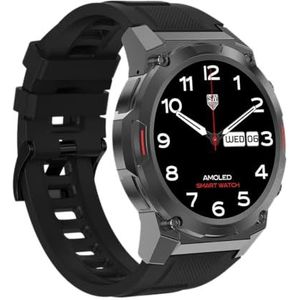 Maxcom - FW63 Cobalt Pro Smartwatch - fitness- en sporthorloge - mannen - waterdicht - met bloeddruk-, hart- en slaapbewaking - robuust - extra sterke batterij - rond - met elastiek - zwart