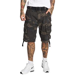 Brandit Shorts Savage Korte broek met riem Cargo Vintage Short Army Bermuda, camouflage (dark camo), M