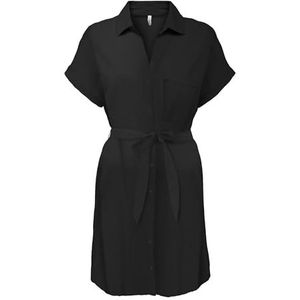 Onljakiri Linen S/S Shirt Dress Ptm, zwart, XS