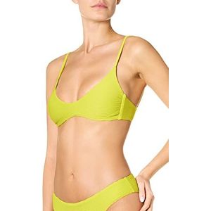 goldenpoint Bikini dames badpak bustier dunne bandjes geribbeld effen, lichtgroen, 85B