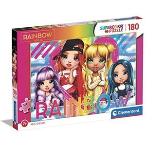 Clementoni - Puzzel Rainbow High 180 delen Supercolor High-180 stukjes, Made in Italy, 7 jaar, cartoon, meisjes, meerkleurig, medium, 29776