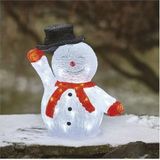 EMOS Lichtgevende Akrylaat-sneeuwpop met 40 leds, originele kerstdecoratie, koudwit, IP44 voor buiten, 5 m kabel + voeding, 10.000 uur, 6/18 uur timer, 2,1 watt