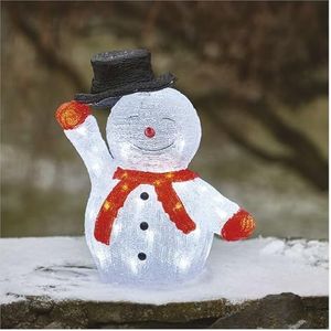 EMOS Lichtgevende Akrylaat-sneeuwpop met 40 leds, originele kerstdecoratie, koudwit, IP44 voor buiten, 5 m kabel + voeding, 10.000 uur, 6/18 uur timer, 2,1 watt