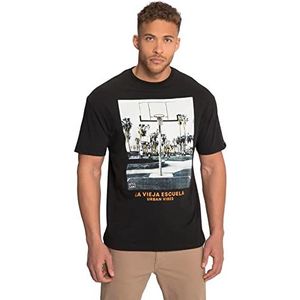 JP 1880 T-shirt voor heren, grote maten, met fotoprint, oversized, zwart, 6XL