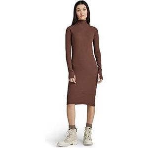 G-STAR RAW Gebreide damesjurk ribgebreid bruin (Chocolate Lab D107-d312), XS