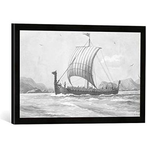 Ingelijste afbeelding van Lüder Arenhold Vikingschip, kunstdruk in hoogwaardige handgemaakte fotolijst, 60 x 40 cm, mat zwart
