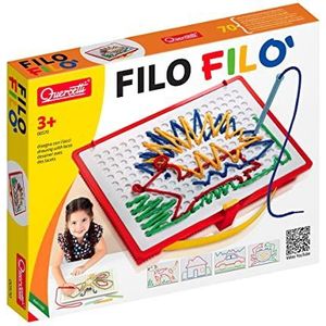 Quercetti 0570 rijgspel Filo 0570 draadspel, inclusief sjablonenboek, draadsnoeren en opbergdoos, kleurrijk