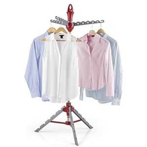 EASYmaxx kledingpaard Vario voor overhemden | Opvouwbaar kledingpaard voor hangers | In hoogte verstelbaar | Wasdroger, kledingrek met kledinghaken om te strijken [grijs/rood]