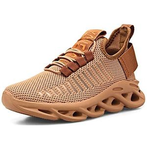 WYSBAOSHU Kindergymschoenen voor jongens, sportschoenen, outdoor, ademend, loopschoenen, licht, indoorschoenen, tennisschoenen, jongens, sneakers, straatloopschoenen, EU 26-39, bruin, 28 EU