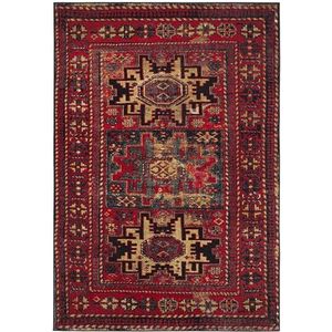 Safavieh Vintage Hamadan tapijt voor woonkamer, eetkamer, slaapkamer - Perzische collectie, korte pool, rood en multi, 61 x 91 cm