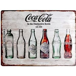 Nostalgic-Art Retro Tin Sign – Coca-Cola – Bottle Timeline – Gift idea for Coke fans, Metal Plaque, 30 x 40 cm