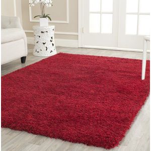 SAFAVIEH Hoogpolig tapijt voor woonkamer, eetkamer, slaapkamer - California Shag Collection, hoge pool, rood, 160 x 229 cm