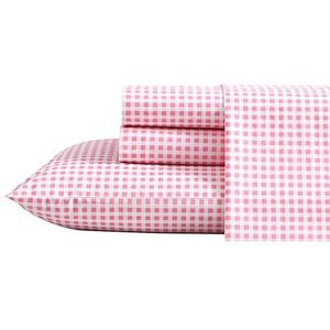 Poppy & Fritz - Volledige lakens, katoenen percale beddengoed set, Crisp & Cool, lichtgewicht woondecoratie (Gingham Plaid Pink, Full)