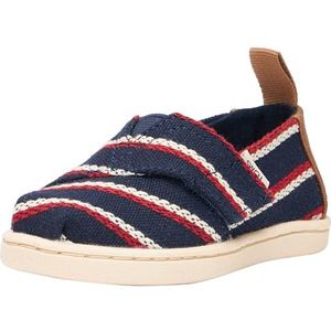 TOMS Klassieke Alpargata Loafer Flat voor jongens, Marineblauwe geweven strepen, 8 UK Child