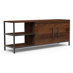 Novilla TV Stand Cabinet Industrial Design TV Tafel Bruin Woonkamer & Slaapkamer Meubels met 1 Plank (110x40x50cm), N-F31001-110-BR