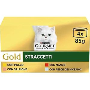 Gourmet Purina Gold natvoer voor katten met rundvlees, kip, oceaanvis en zalm, 48 zakjes à 85 g