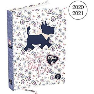 Chipiie dagkalender 2019 – 2020 van augustus tot juli – 1 dag per pagina in het formaat 12 x 17 cm, omslag decor kaki en roze