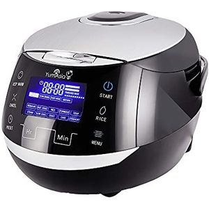 Yum Asia Sakura rijstkoker met keramische kom en Advanced Fuzzy Logic (8 kopjes, 1,5 liter) 6 rijstkokerfuncties, 6 multi-cooker functies, Motouch LED-display, 220-240V EU (Black and Silver)