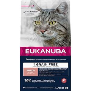 EUKANUBA Graanvrij* premium senior kattenvoer met zalm - droogvoer voor oudere katten van 7 jaar, 2 kg