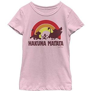 girls Disney Lion King Hakuna Rainbow Girl's Solid Crew Tee T-shirt, lichtroze, XS US, Rosa, XS