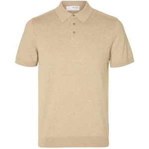 SELECTED HOMME Heren Slhberg SS Knit Polo Noos Poloshirt, Kelp/detail: melange, XL