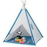 Relaxdays Speeltent - Tipi Tent - Kinderspeeltent - Wigwam - Indianen Tentje - Blauw/Wit