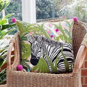 Wylder Zedra Katoen Geborduurd Veer Rich Gevuld Kussen