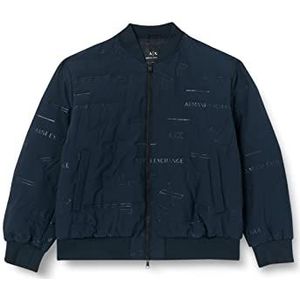 Armani Exchange Heren Bomber All Over Logo Print Jacket, Navy City Ao/Navy, XL