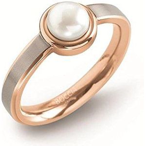 Boccia, ring voor dames, titanium, geborsteld parel, wit, maat 59 (18,8)-0137-0259